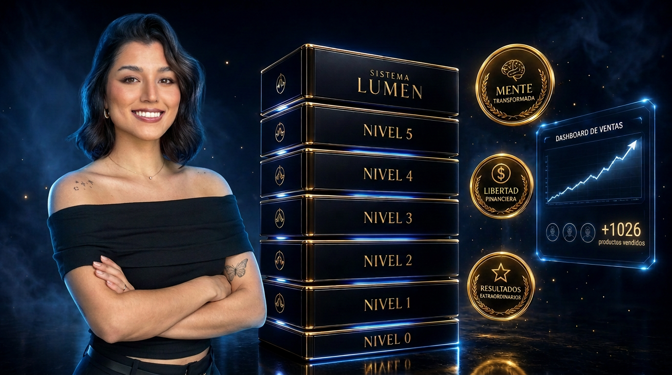 Mockup premium de los niveles de Sistema Lumen con Carla